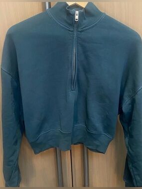 Wilfred Free Aritzia Teal Half-Zip Pullover Sweater